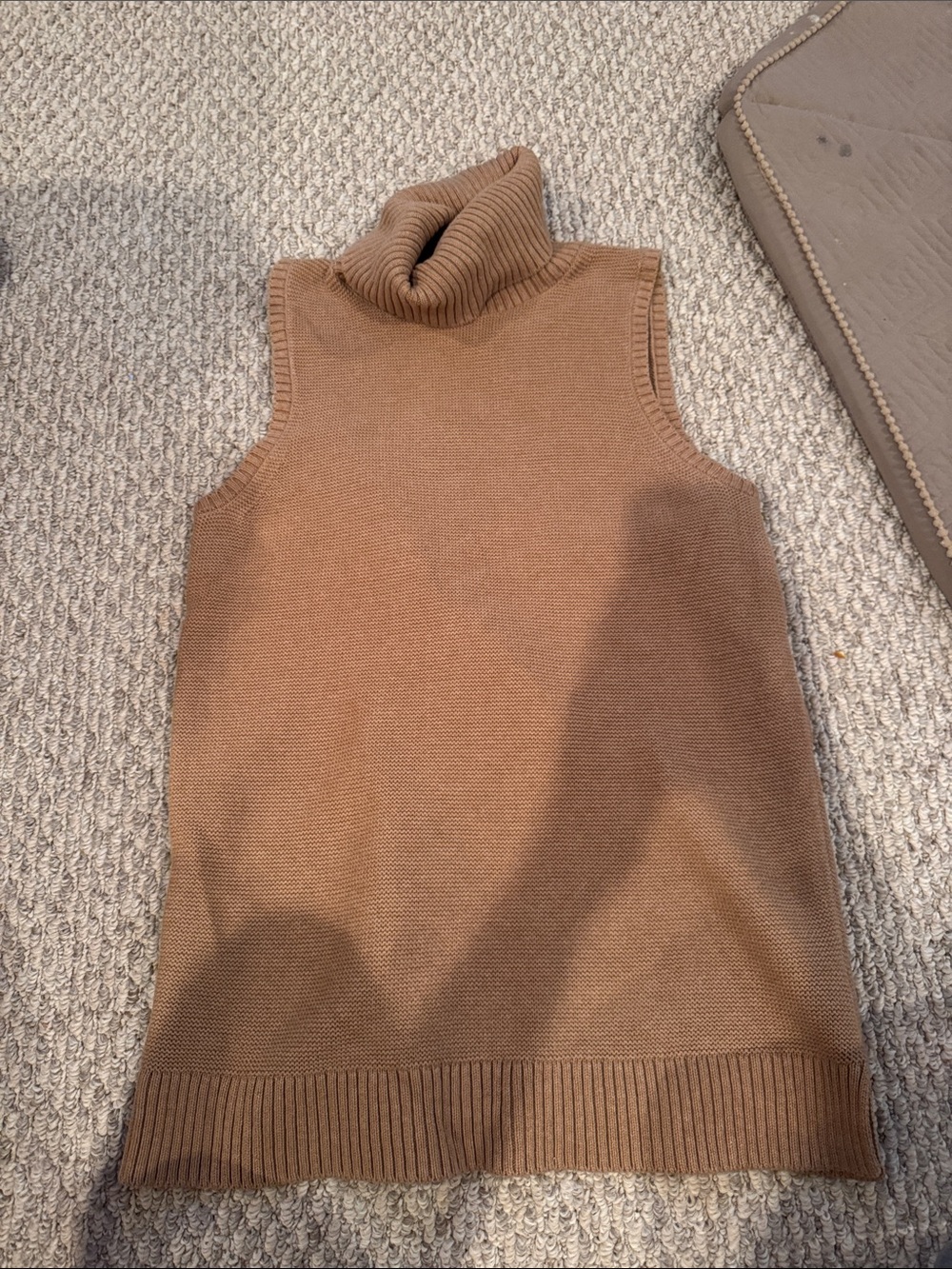 J. Crew Sleeveless Turtleneck Sweater Vest in Camel Brown